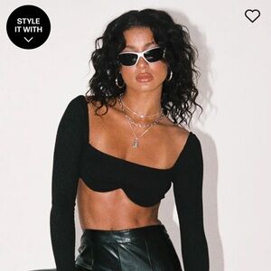 Becca long sleeve crop top black size US 6